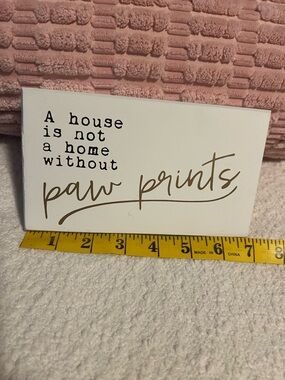 Paw Prints Decorative Sign - White and Gold